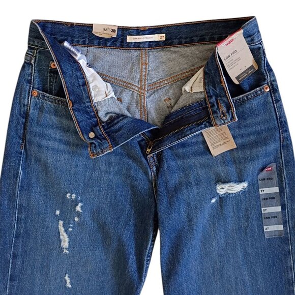 Levi's Womens Low Pro Relaxed Straight Jeans Light Wash Size 27 Mid Rise Vintage - Picture 6 of 12